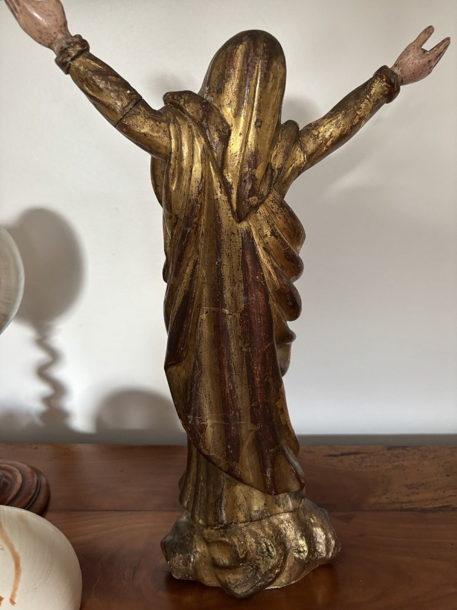 Ancienne vierge  bois dorée epoque fin XVIII déb XIX eme siecle dite à l'assomption polychromie-photo-6