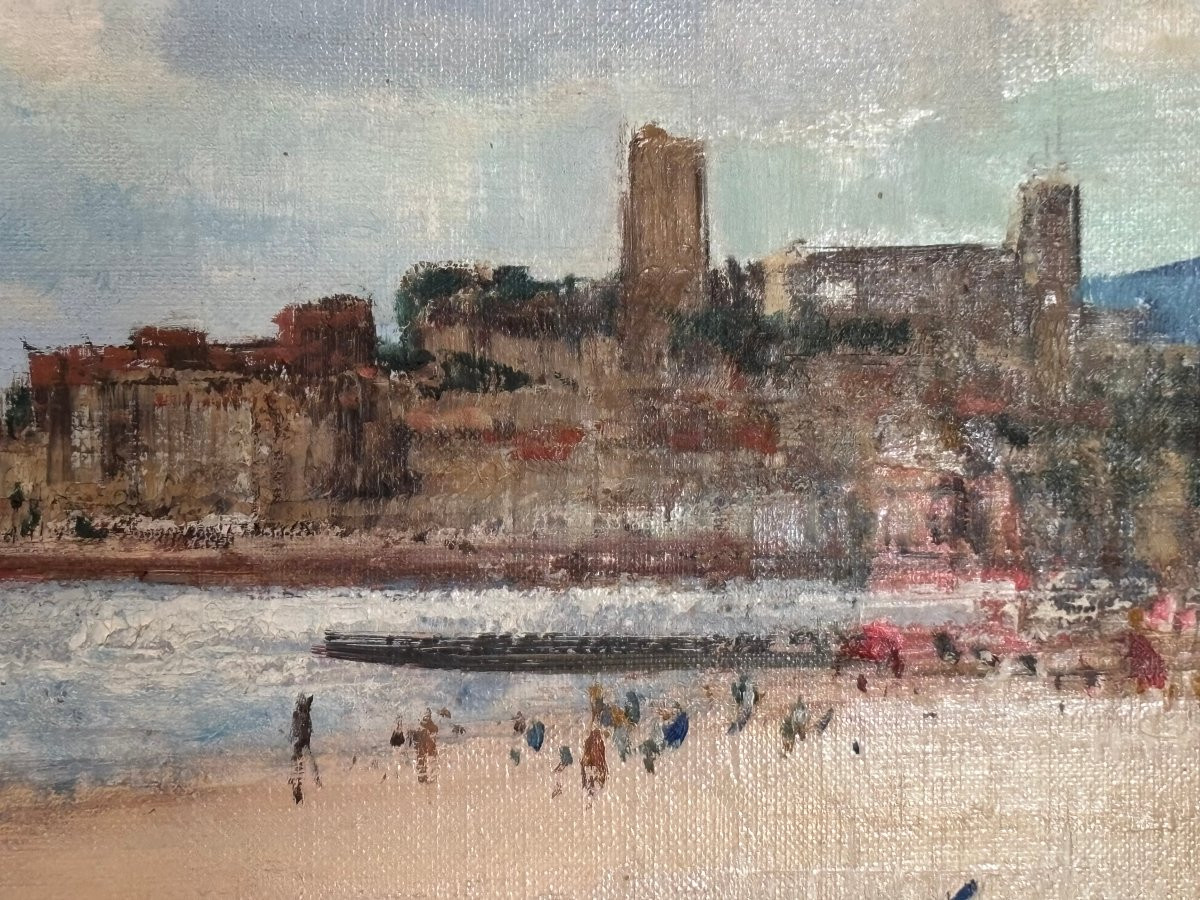 Antique Oil Painting On Canvas, Rouen School, Cannes, Marcel Cramoysan, Post-impressionist -photo-1