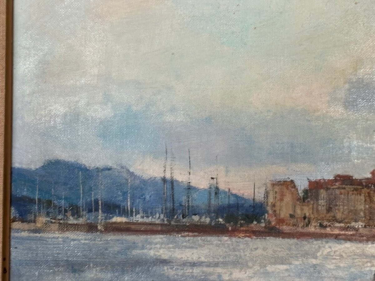 Antique Oil Painting On Canvas, Rouen School, Cannes, Marcel Cramoysan, Post-impressionist -photo-2