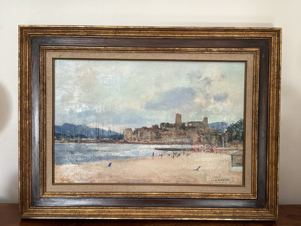 Antique Oil Painting On Canvas, Rouen School, Cannes, Marcel Cramoysan, Post-impressionist -photo-4
