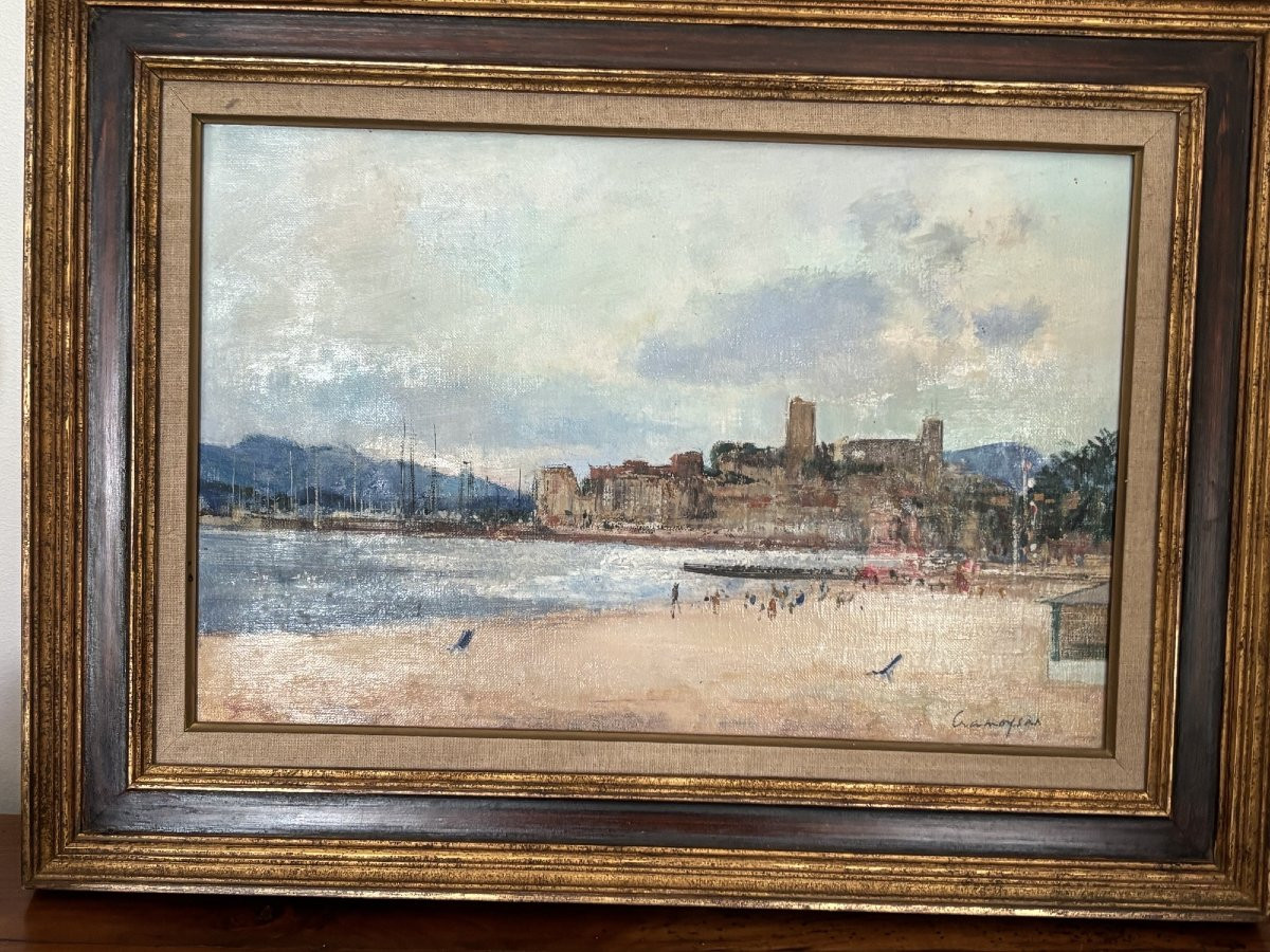 Antique Oil Painting On Canvas, Rouen School, Cannes, Marcel Cramoysan, Post-impressionist -photo-5