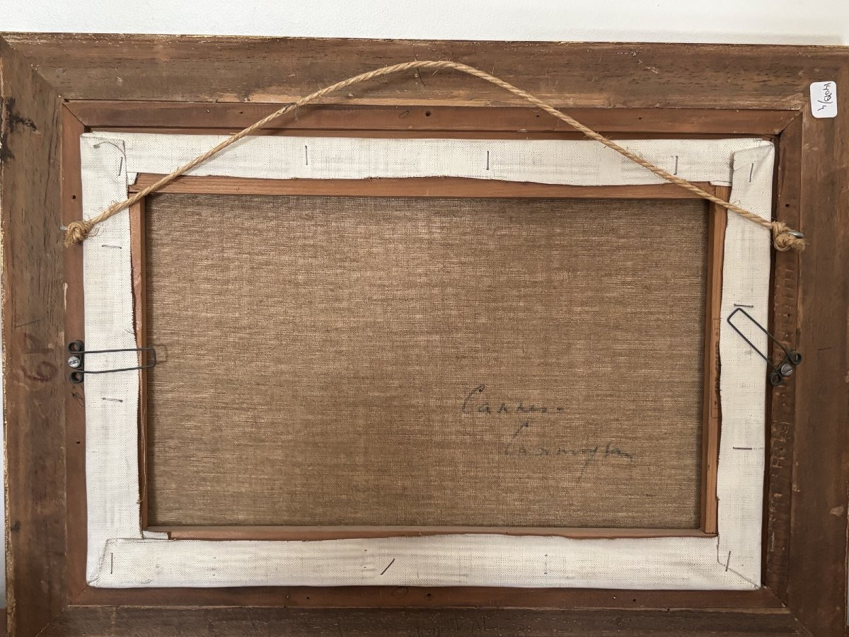 Antique Oil Painting On Canvas, Rouen School, Cannes, Marcel Cramoysan, Post-impressionist -photo-7