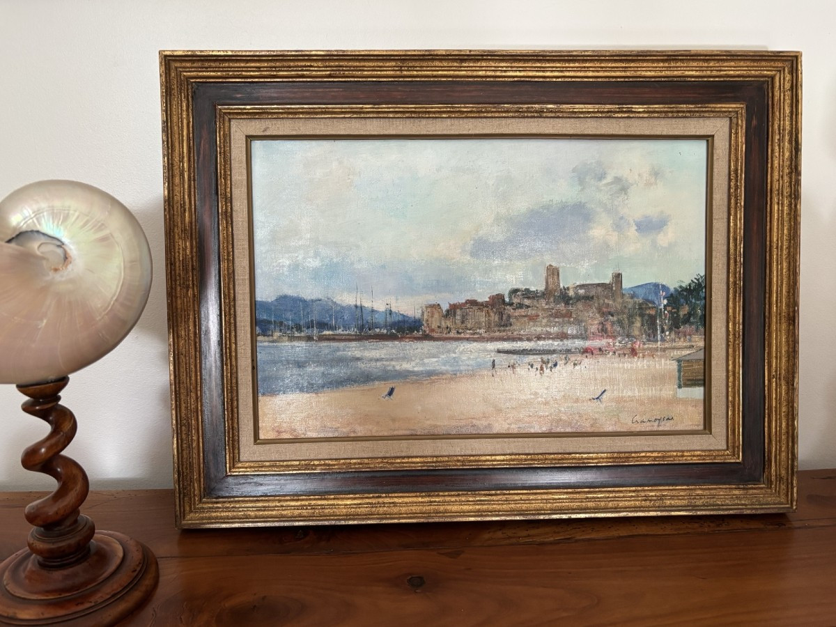 Antique Oil Painting On Canvas, Rouen School, Cannes, Marcel Cramoysan, Post-impressionist 