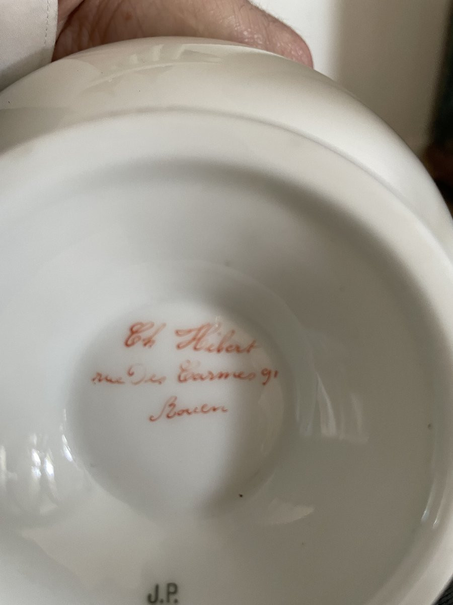 Important Service De Vaisselle En Porcelaine époque XIX Eme Plus 89 Pièces blanc bleu -photo-3