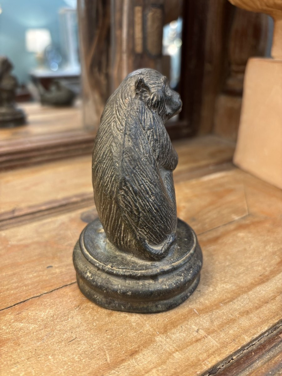 Ancien sujet statue bronze animalier le singe et son petit art deco vers 1920 sculpture -photo-4