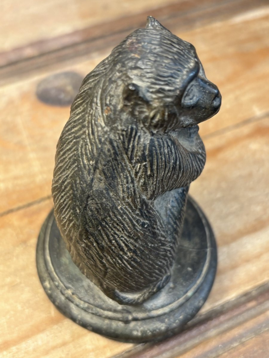 Ancien sujet statue bronze animalier le singe et son petit art deco vers 1920 sculpture -photo-7