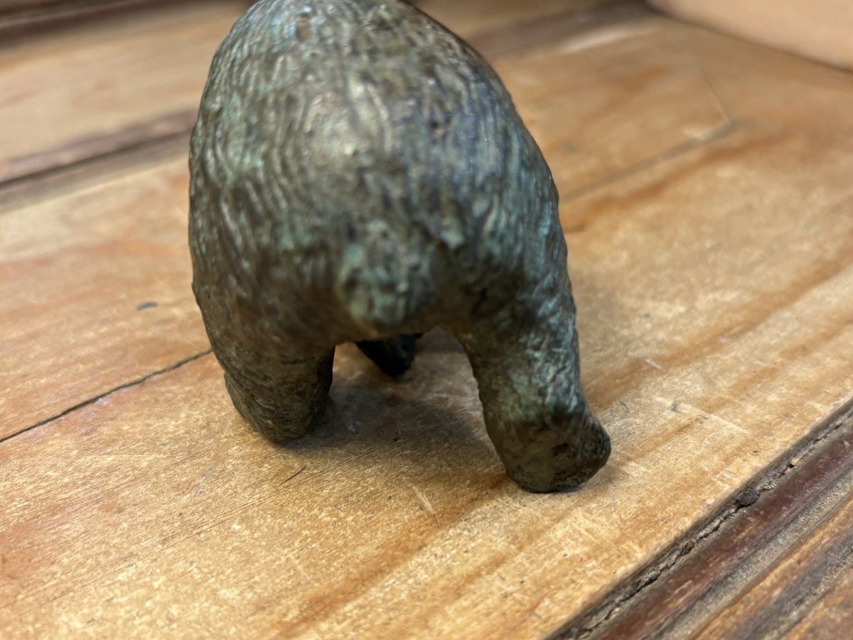 Ancien petit sujet en bronze animalier l'ourson debut XX eme presse papier statue sculpture -photo-6