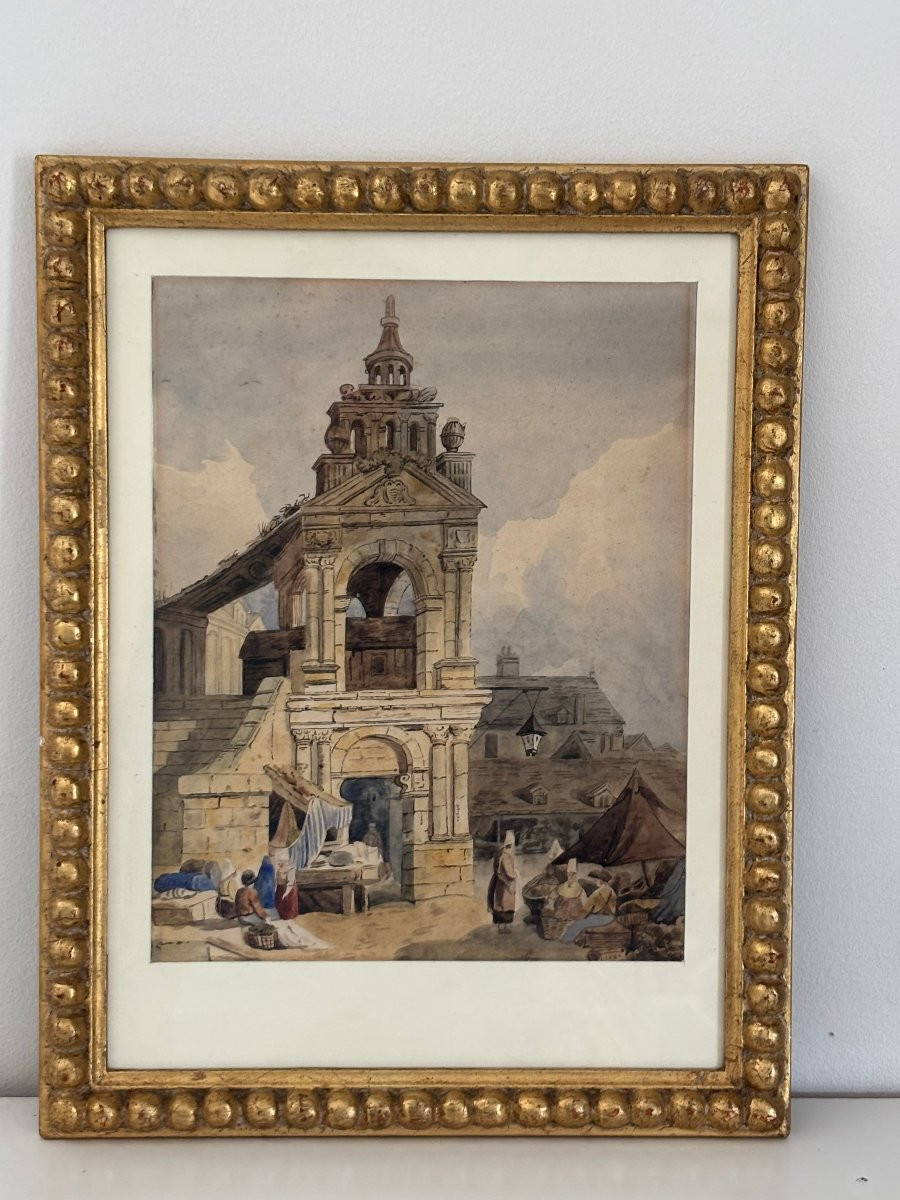 Antique Painting, Normandy, Rouen, Watercolor On Paper, Early 19th Century, Pride Of Saint Romain, Dlg S Prout-photo-6