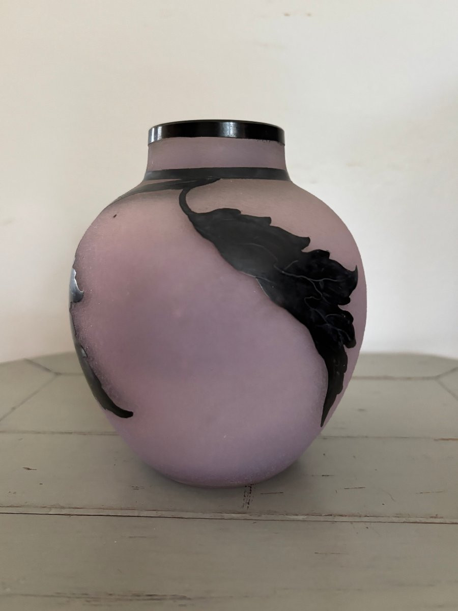 Antique Art Deco/art Nouveau Glass Vase, Nancy, Circa 1910, Daum Legras Muller Era-photo-3