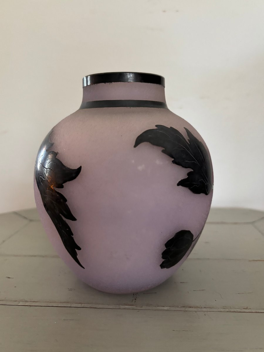 Antique Art Deco/art Nouveau Glass Vase, Nancy, Circa 1910, Daum Legras Muller Era-photo-4