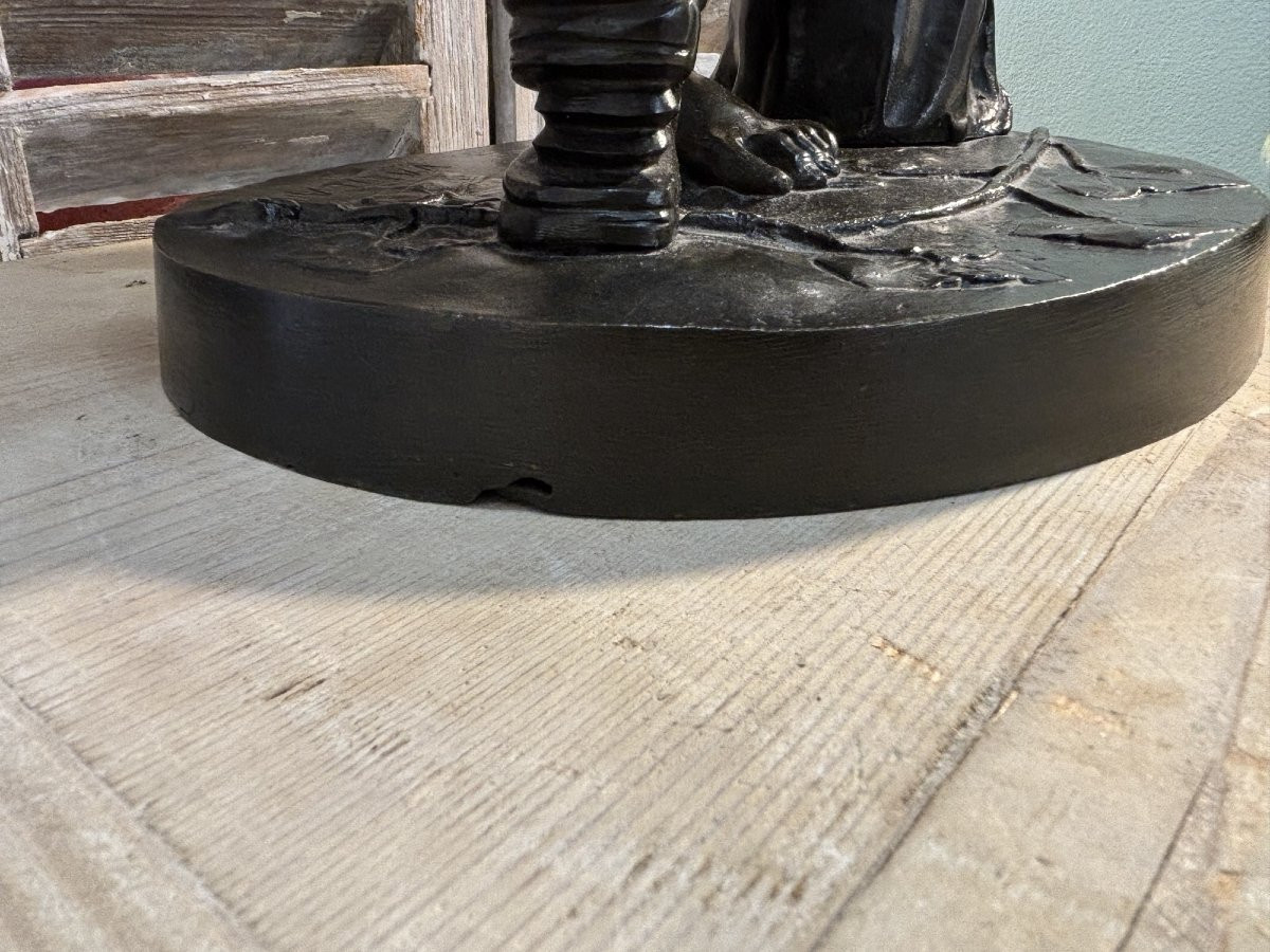 le Faune aux cymbales grand bronze du XIX eme cm 55 cm à l'antique statue sculpture ancien -photo-1