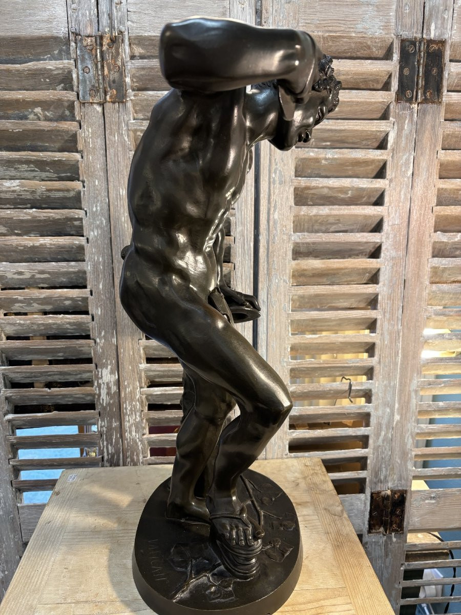 le Faune aux cymbales grand bronze du XIX eme cm 55 cm à l'antique statue sculpture ancien -photo-2