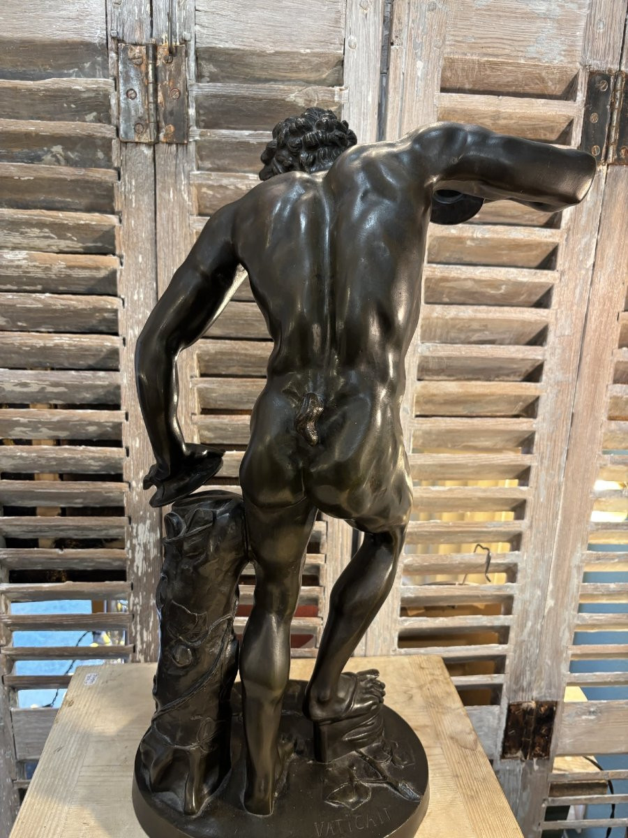 le Faune aux cymbales grand bronze du XIX eme cm 55 cm à l'antique statue sculpture ancien -photo-3