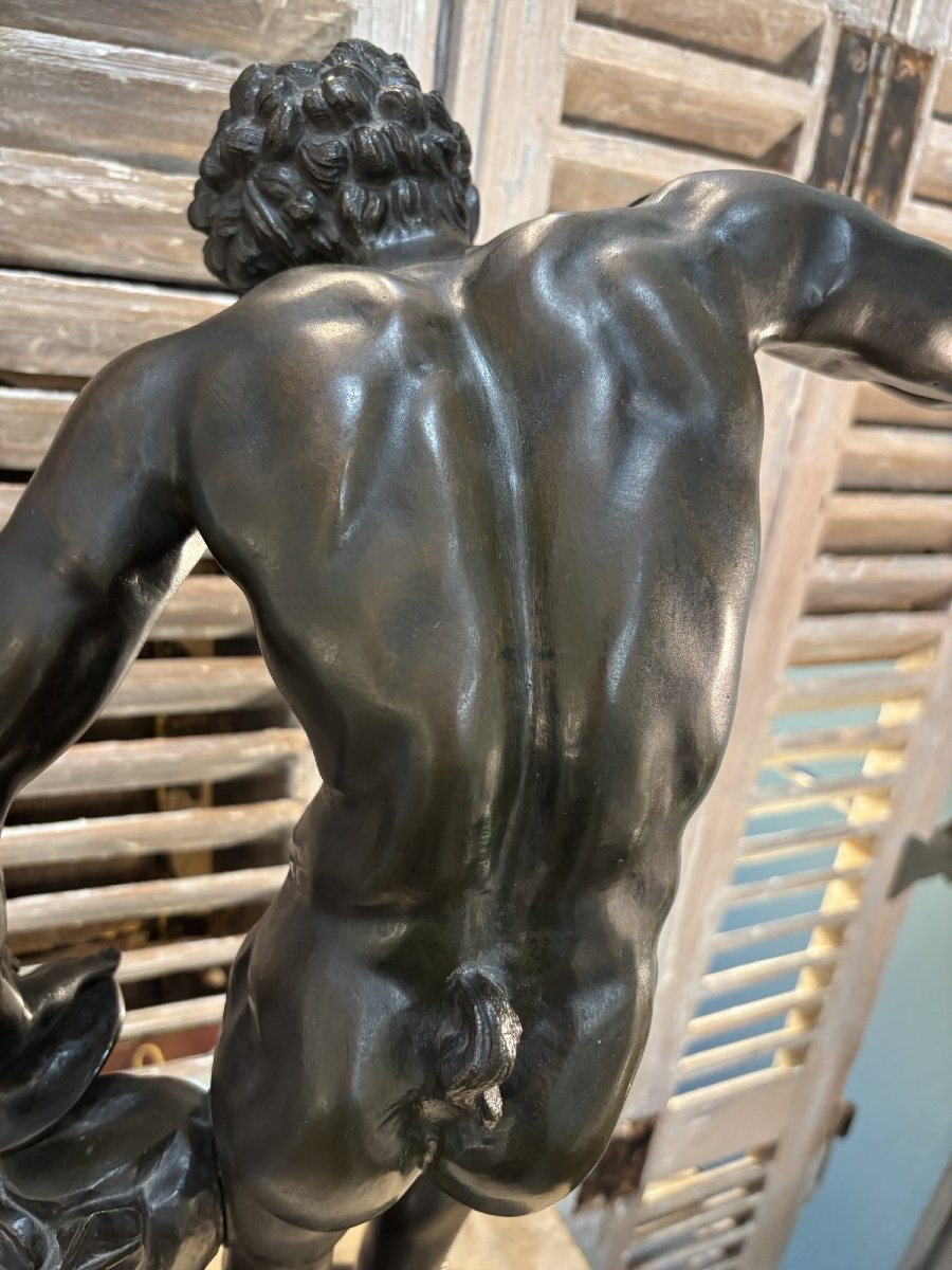 le Faune aux cymbales grand bronze du XIX eme cm 55 cm à l'antique statue sculpture ancien -photo-5