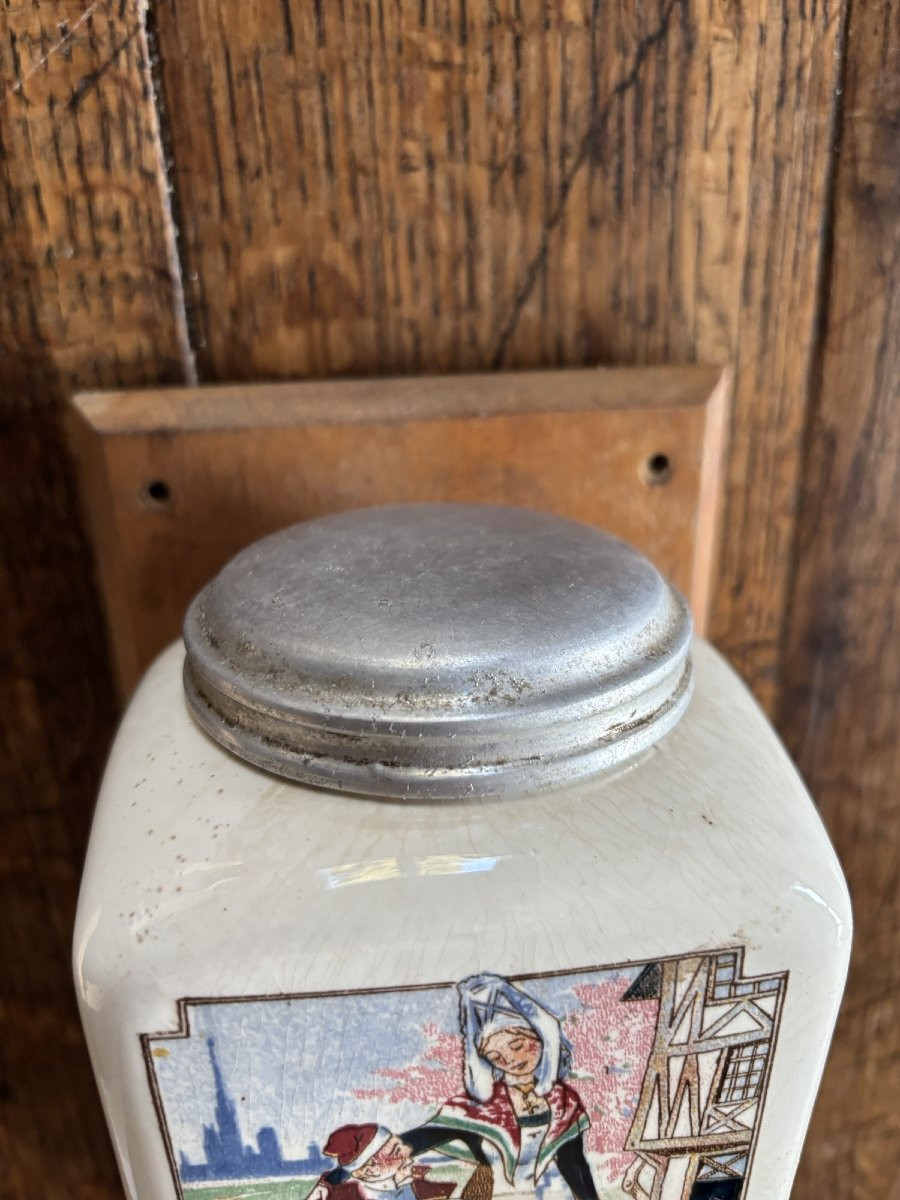 Ancien moulin à café mural en Faience Peugeot La Normandie epoque debut XX eme sarreguemines -photo-3