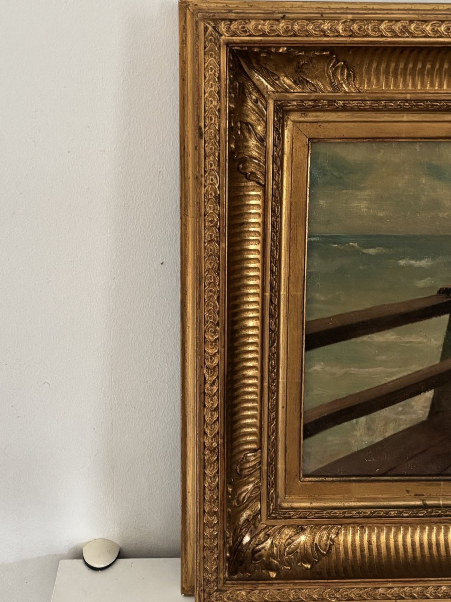 Antique 19th-century Marine Painting, Oil On Canvas: Farewell To The Sailors (hst) -photo-4