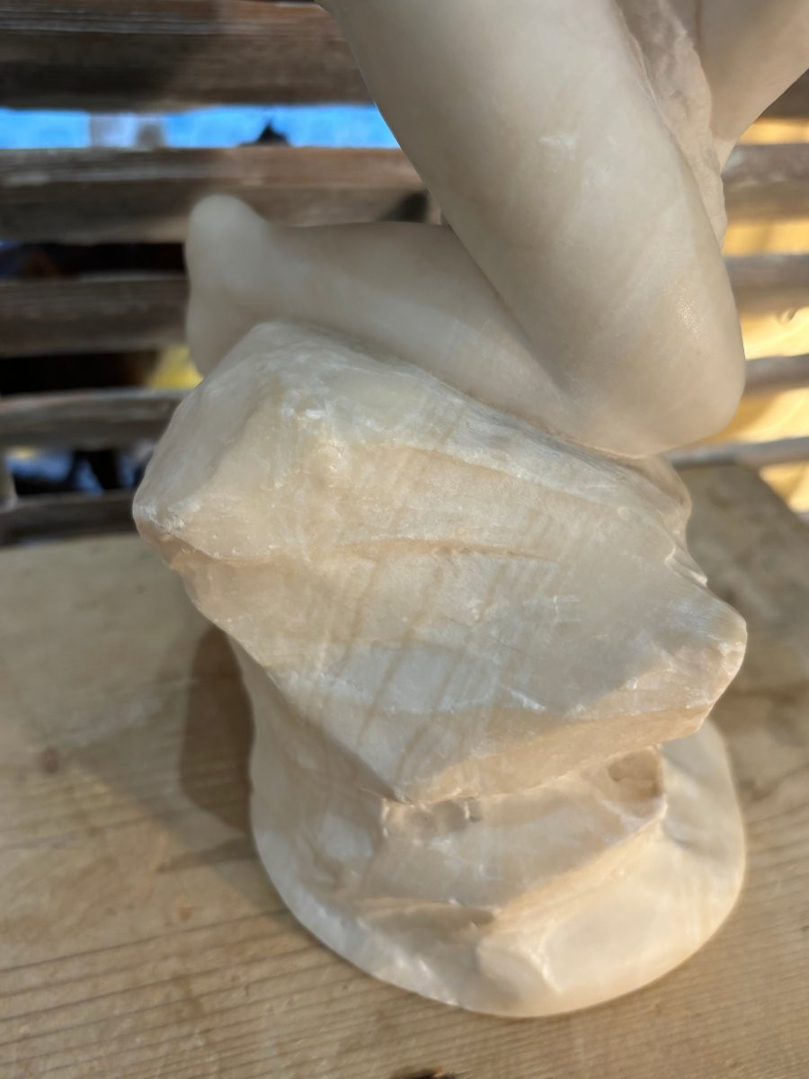 An Early Carrara Marble Sculpture By Alberto Saccardi: The Art Nouveau Bather -photo-5