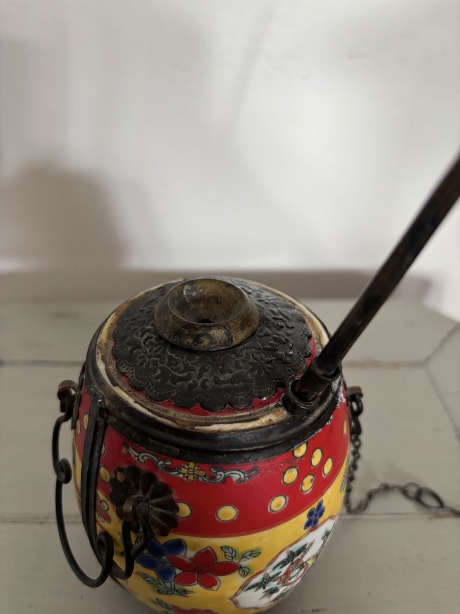 Ancienne pipe à eau ou à opium en porcelaine de Chine, epoque XIX eme siècle tabacologie-photo-4