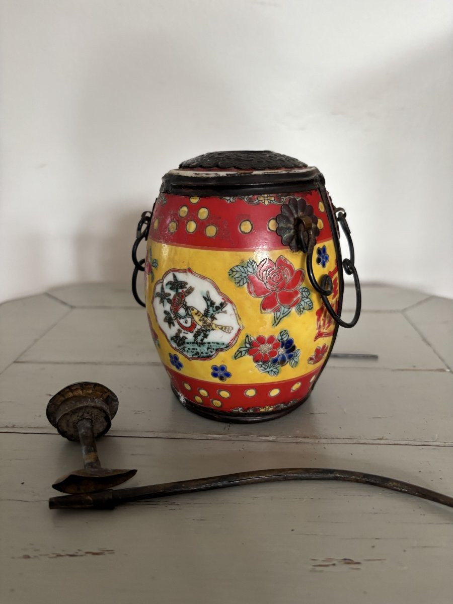 Ancienne pipe à eau ou à opium en porcelaine de Chine, epoque XIX eme siècle tabacologie-photo-4