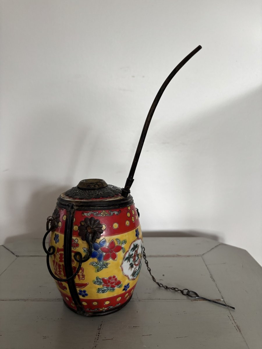 Ancienne pipe à eau ou à opium en porcelaine de Chine, epoque XIX eme siècle tabacologie-photo-7