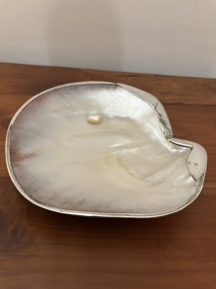 Antique Mother-of-pearl Caviar Plate, Known As A "mother Of Pearl" Plate, Art Deco, Early 20th Century, A Curiosity.-photo-1