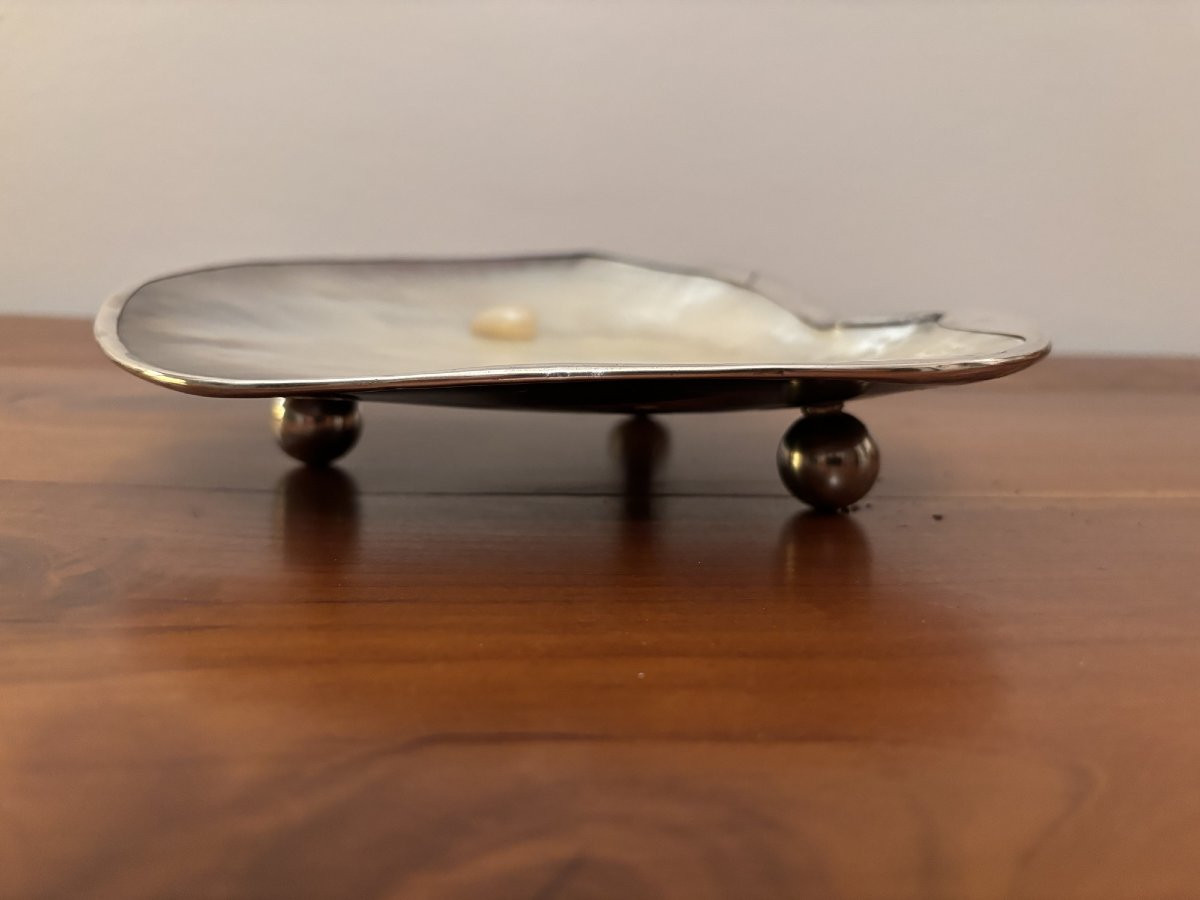 Antique Mother-of-pearl Caviar Plate, Known As A "mother Of Pearl" Plate, Art Deco, Early 20th Century, A Curiosity.-photo-4