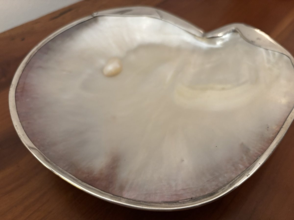 Antique Mother-of-pearl Caviar Plate, Known As A "mother Of Pearl" Plate, Art Deco, Early 20th Century, A Curiosity.-photo-5