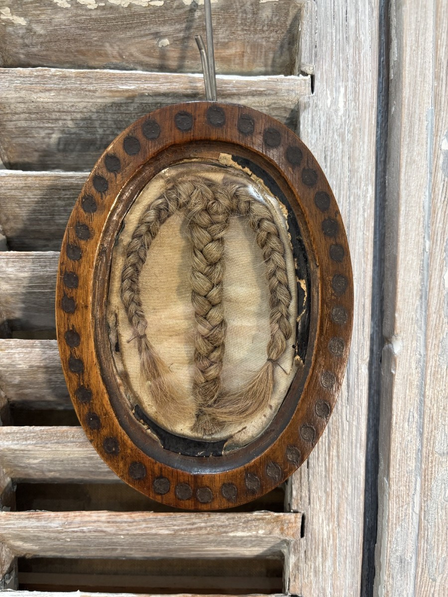 Antique Hair Frame, Folk Art, Funerary Art, Curiosity, 18th-century Object