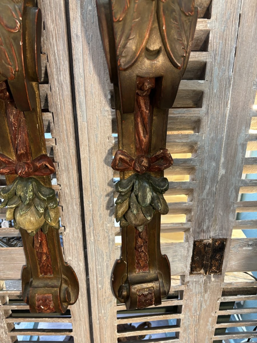Antique Pair Of Walnut Caryatids, Angel Putti With Wings, Late 19th Century, Decorative Woodwork -photo-4