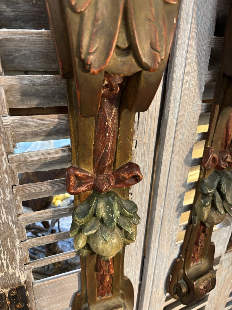 Antique Pair Of Walnut Caryatids, Angel Putti With Wings, Late 19th Century, Decorative Woodwork -photo-5