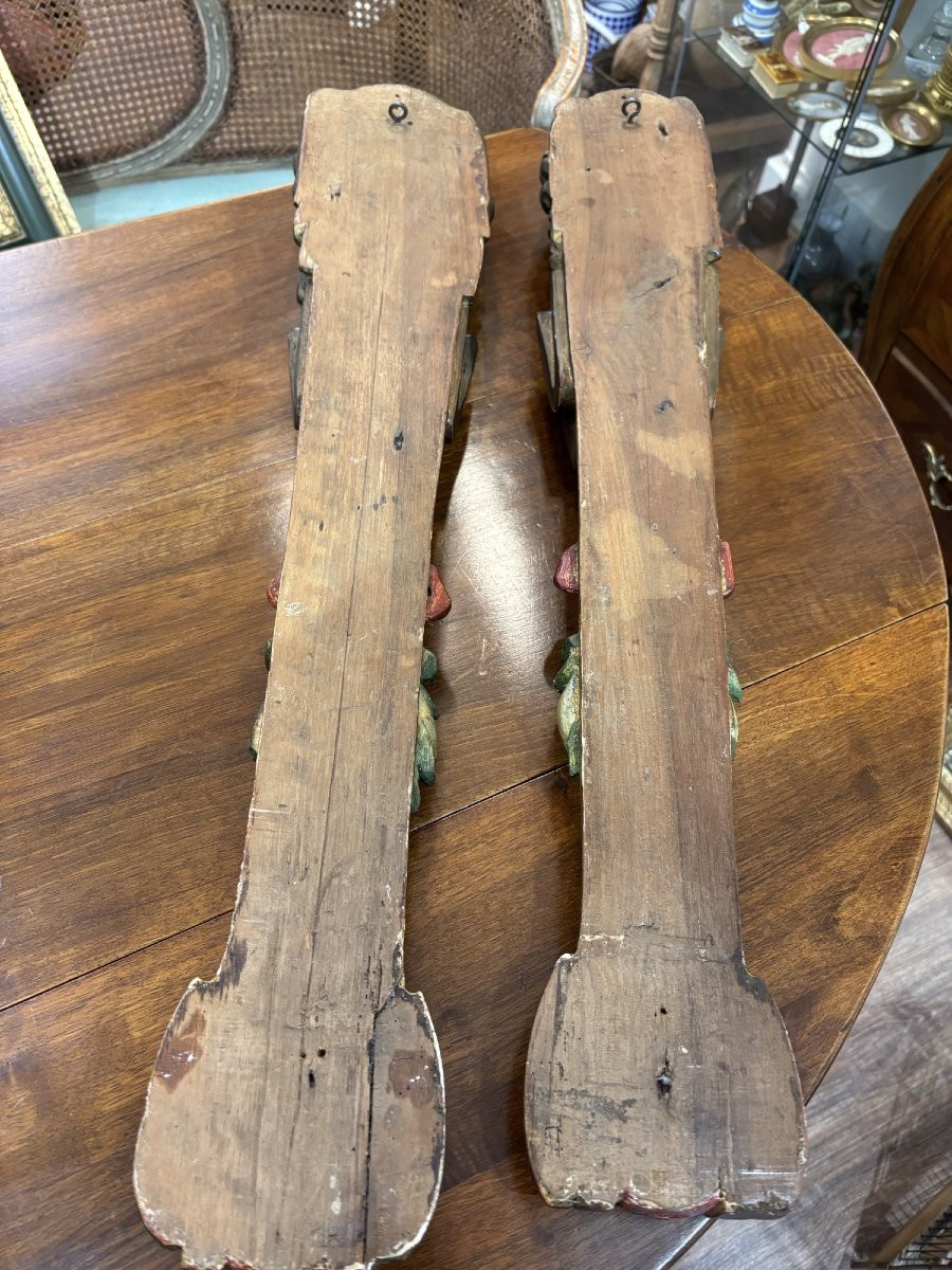 Antique Pair Of Walnut Caryatids, Angel Putti With Wings, Late 19th Century, Decorative Woodwork -photo-7
