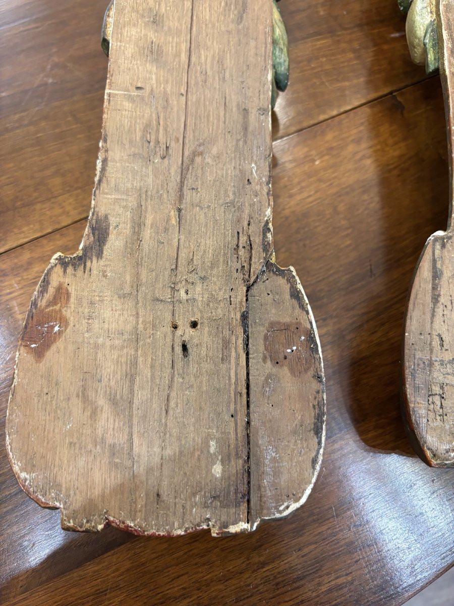 Antique Pair Of Walnut Caryatids, Angel Putti With Wings, Late 19th Century, Decorative Woodwork -photo-8