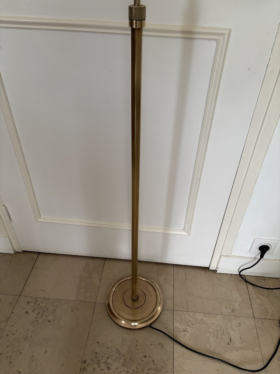 Antique 20th-century Art Deco Floor Lamp Or Reading Lamp In Gilded Brass, In The Style Of Baguès-photo-3
