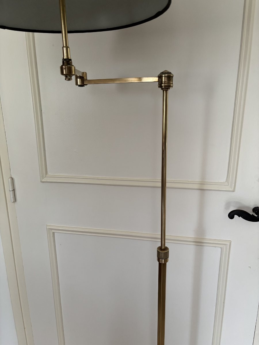 Antique 20th-century Art Deco Floor Lamp Or Reading Lamp In Gilded Brass, In The Style Of Baguès-photo-4