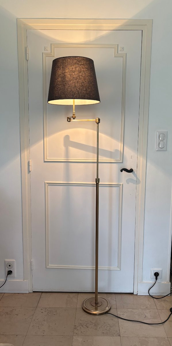 Antique 20th-century Art Deco Floor Lamp Or Reading Lamp In Gilded Brass, In The Style Of Baguès-photo-1