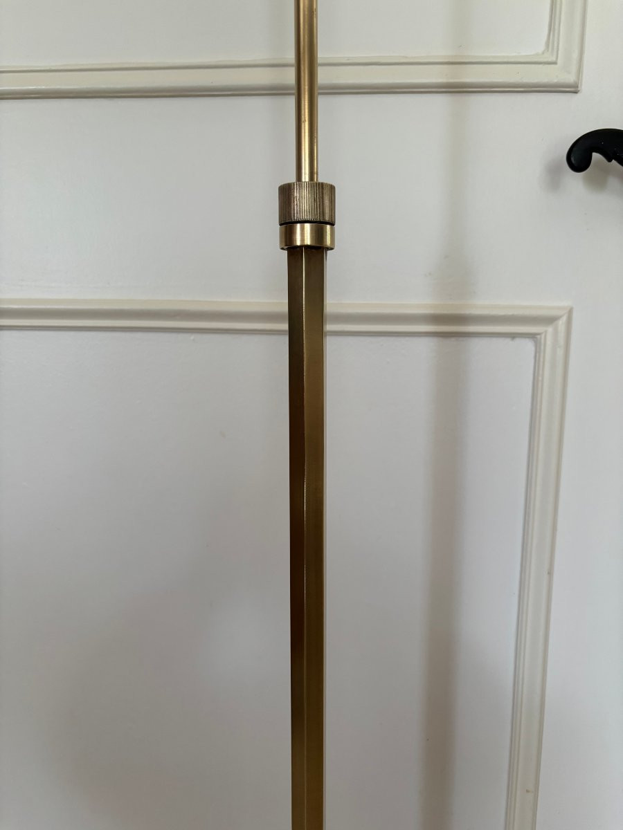 Antique 20th-century Art Deco Floor Lamp Or Reading Lamp In Gilded Brass, In The Style Of Baguès-photo-7