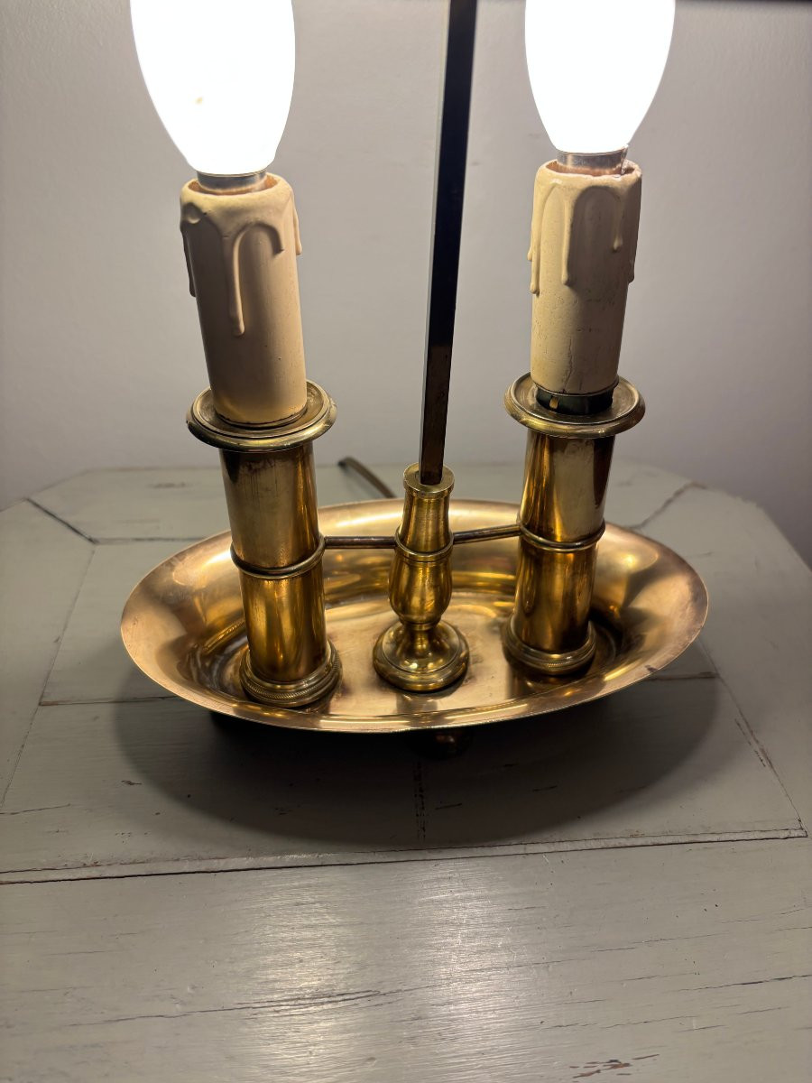 Lampe ancienne dite bouillotte à 2 feux, début XX eme siècle style empire-photo-3