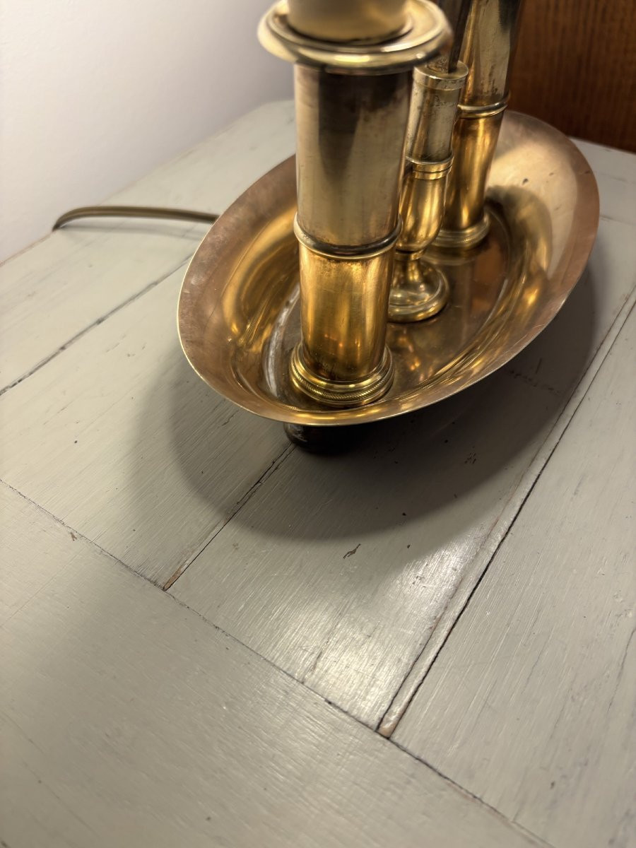 Lampe ancienne dite bouillotte à 2 feux, début XX eme siècle style empire-photo-4
