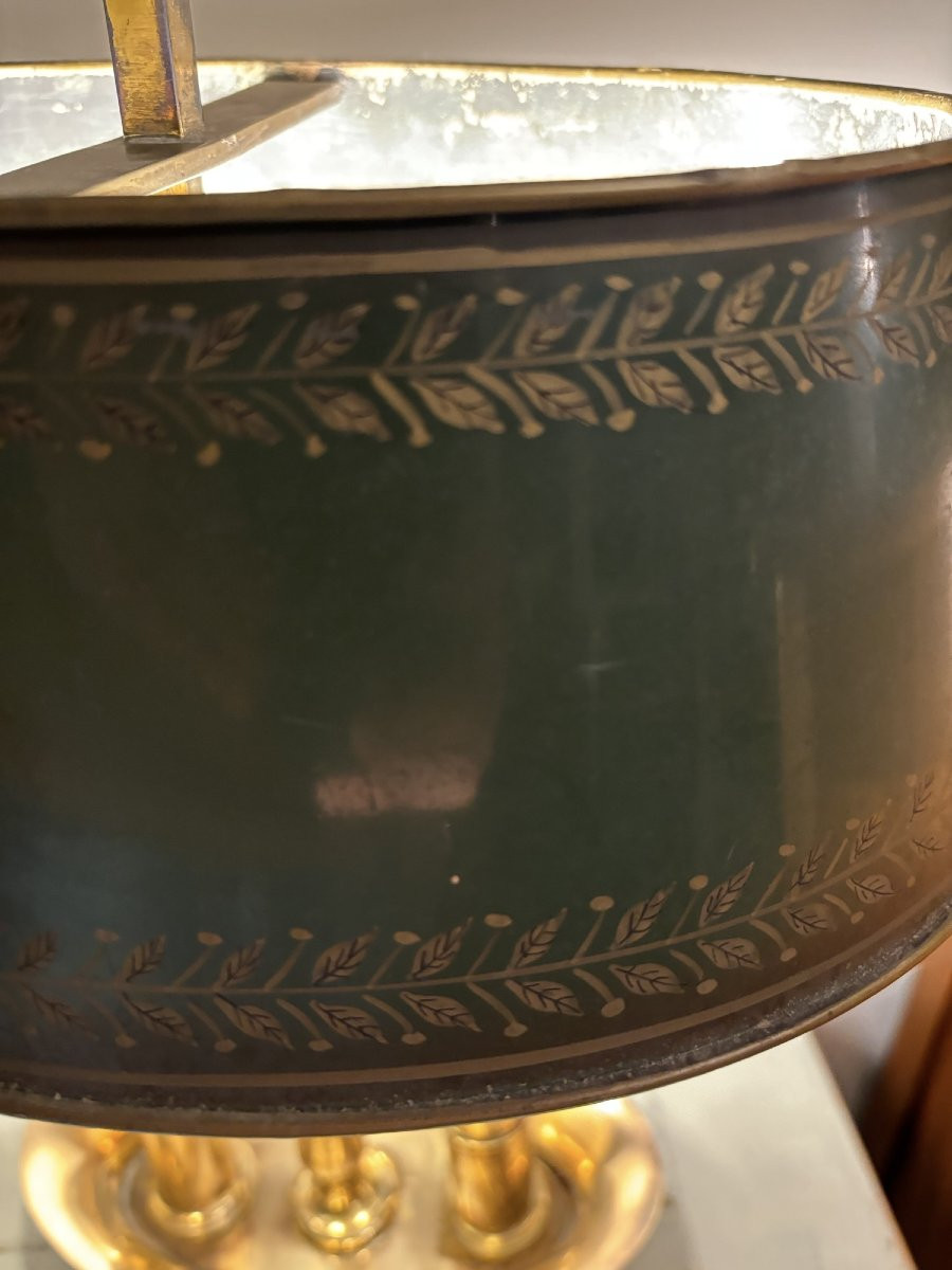 Lampe ancienne dite bouillotte à 2 feux, début XX eme siècle style empire-photo-1