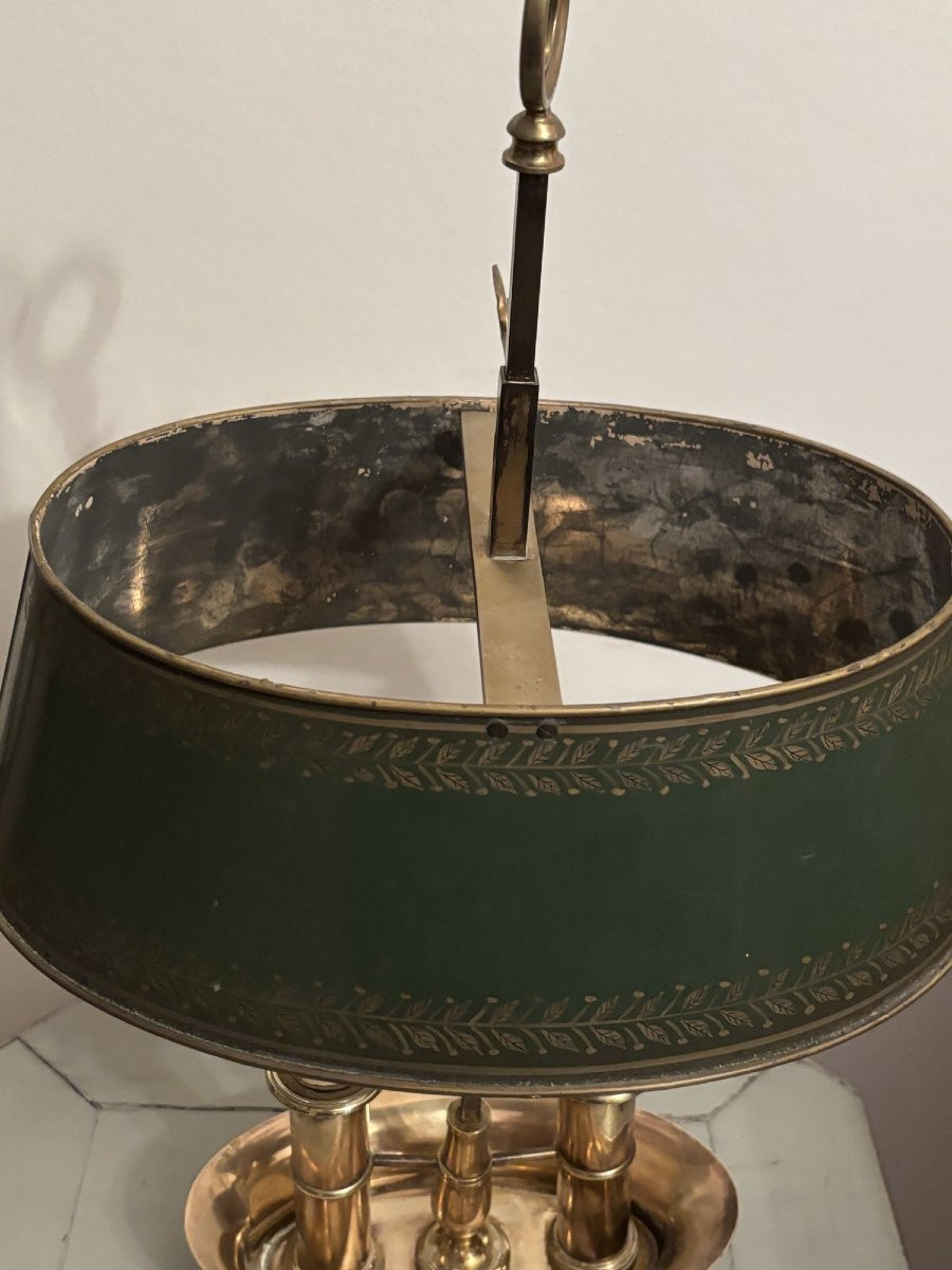 Lampe ancienne dite bouillotte à 2 feux, début XX eme siècle style empire-photo-5
