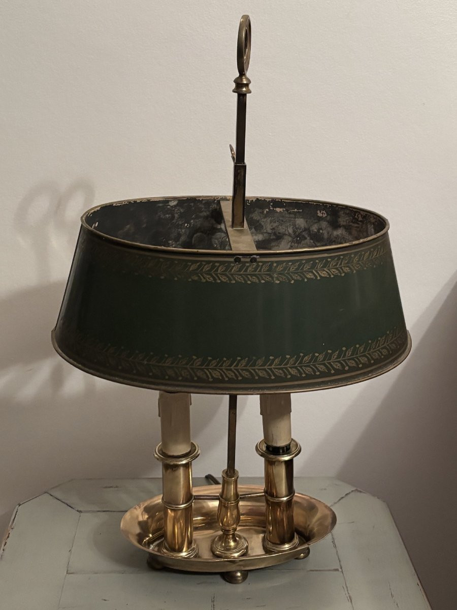 Lampe ancienne dite bouillotte à 2 feux, début XX eme siècle style empire-photo-6
