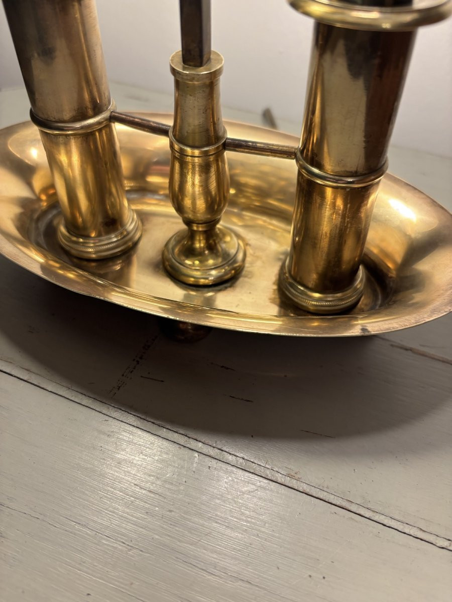 Lampe ancienne dite bouillotte à 2 feux, début XX eme siècle style empire-photo-7