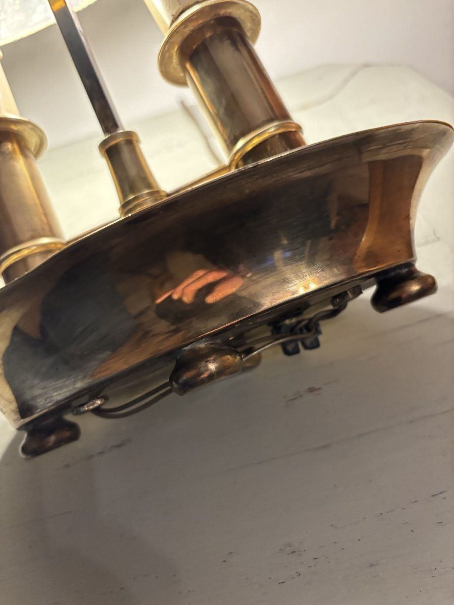 Lampe ancienne dite bouillotte à 2 feux, début XX eme siècle style empire-photo-8