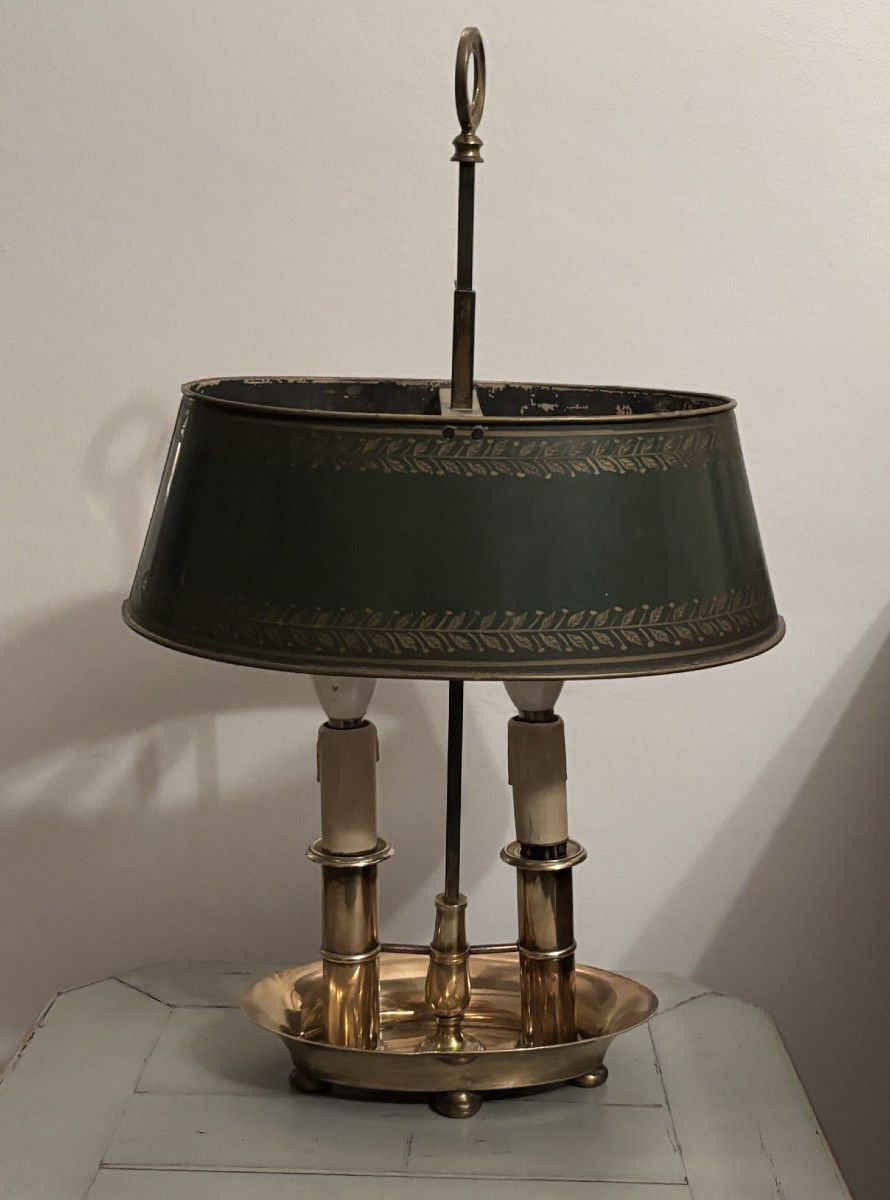 Lampe ancienne dite bouillotte à 2 feux, début XX eme siècle style empire