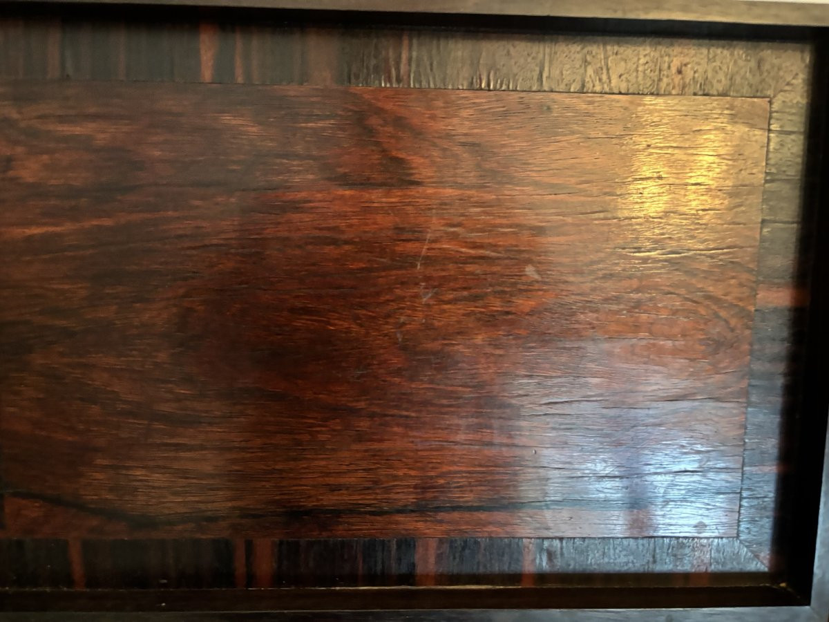 Ancien petit plateau de table art deco en ebene de macassar vers 1930-photo-3