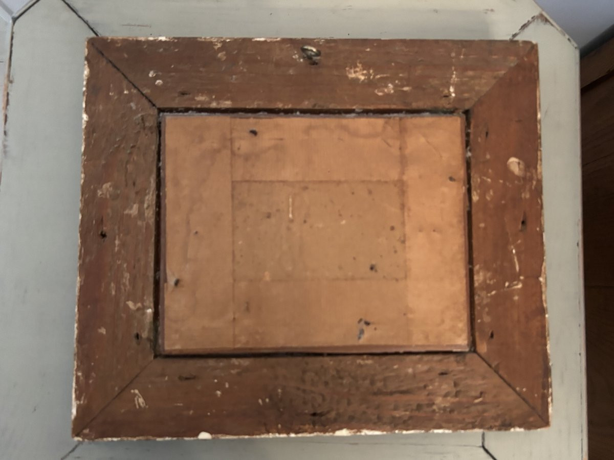 Ancienne petite scene de genre ecole espagnole huile sur carton XIX petit tableau-photo-6