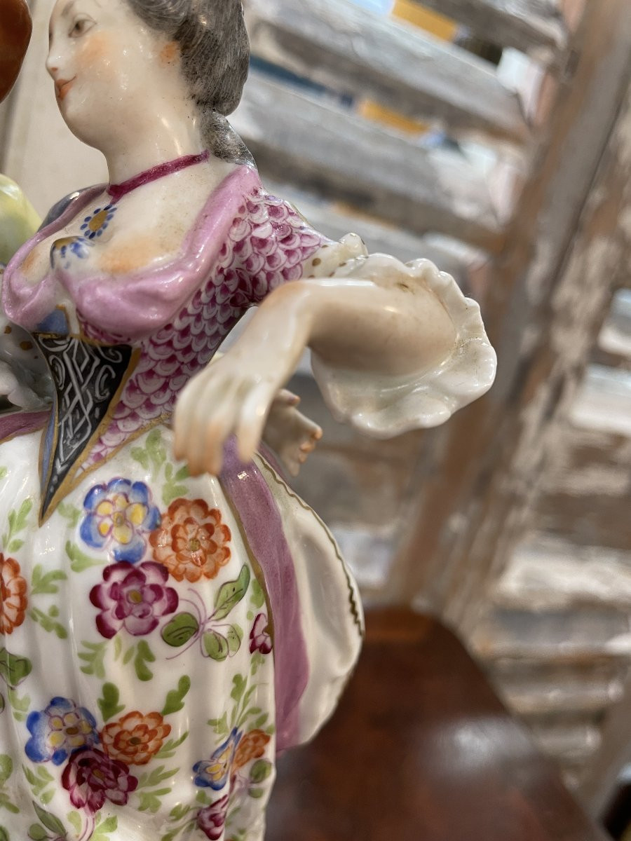 ancien goupe en porcelaine allemande Sitzendorf  scene galante fin XIX eme siècle-photo-5