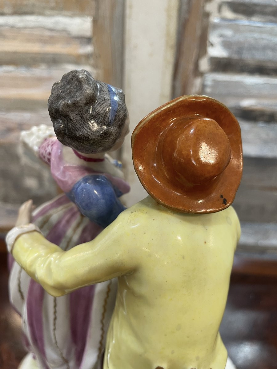 ancien goupe en porcelaine allemande Sitzendorf  scene galante fin XIX eme siècle-photo-8