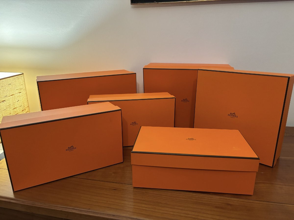 Lot de 6 boites Hermes en carton epoque XX eme en bon état-photo-1