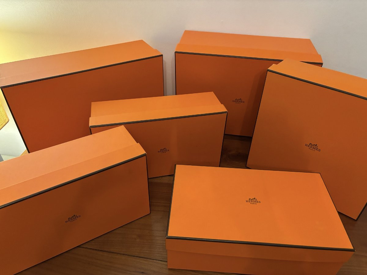 Lot de 6 boites Hermes en carton epoque XX eme en bon état-photo-2